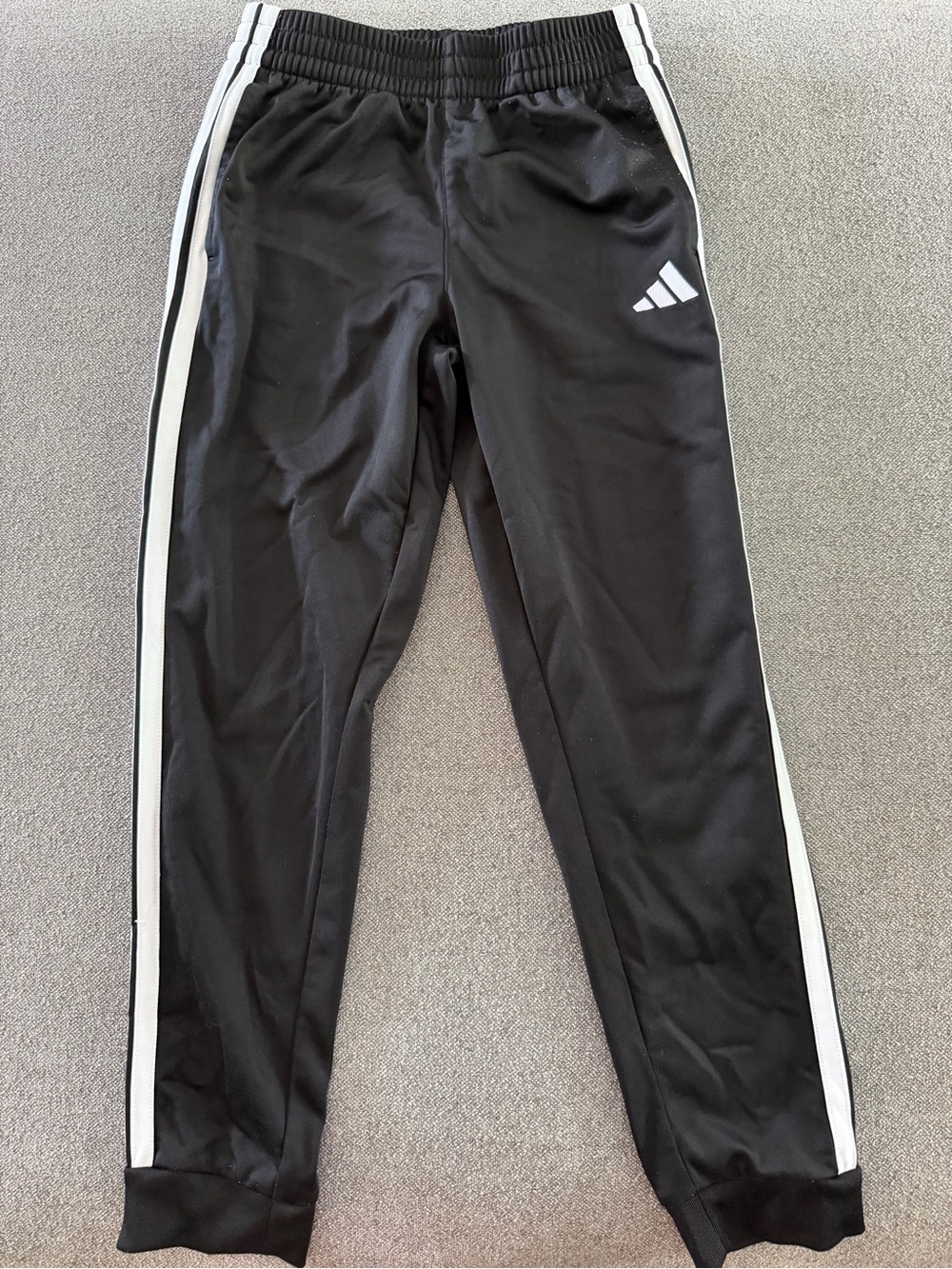 adidas Black Joggers with White Side Stripes Boys Size M (10/12)